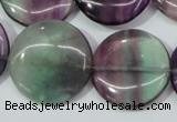 CFL168 15.5 inches 25mm flat round natural fluorite beads wholesale