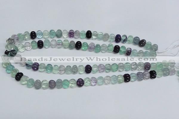 CFL300 15.5 inches 8*10mm carved rondelle natural fluorite beads