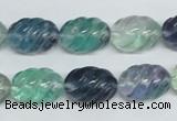 CFL306 15.5 inches 12*16mm carved rice natural fluorite beads