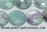 CFL320 15.5 inches 20mm faceted coin natural fluorite beads