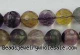 CFL405 15.5 inches 12mm faceted round rainbow fluorite beads