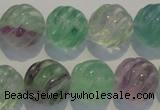 CFL459 15.5 inches 16mm carved round natural fluorite beads