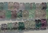 CFL471 15.5 inches 6*8mm carved rondelle natural fluorite beads