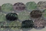 CFL475 15.5 inches 10*14mm carved rice natural fluorite beads