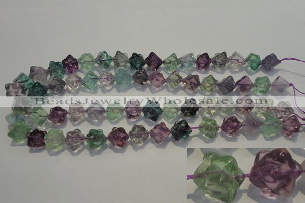 CFL482 15.5 inches 10*10mm carved cube natural fluorite beads