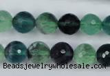 CFL54 15.5 inches 12mm faceted round AB grade natural fluorite beads