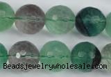 CFL56 15.5 inches 16mm faceted round AB grade natural fluorite beads