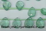 CFL650 Top-drilled 10*14mm faceted briolette green fluorite beads