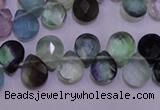 CFL705 Top-drilled 9*11mm faceted briolette natural fluorite beads