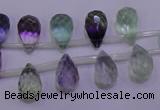 CFL708 Top-drilled 8*12mm faceted teardrop natural fluorite beads