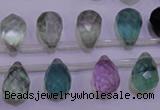 CFL709 Top-drilled 10*14mm faceted teardrop natural fluorite beads