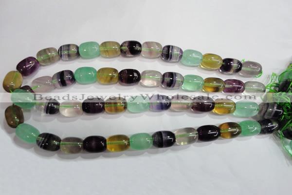 CFL771 15.5 inches 10*14mm drum rainbow fluorite gemstone beads