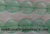 CFL864 15.5 inches 15mm flat round green fluorite gemstone beads