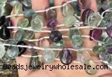 CFL960 Top drilled 10*14mm flat teardrop natural fluorite beads