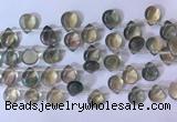 CFL962 Top drilled 9*12mm flat teardrop natural fluorite beads