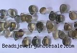 CFL963 Top drilled 10*14mm flat teardrop natural fluorite beads