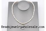 CFN161 baroque white freshwater pearl & white moonstone necklace with pendant