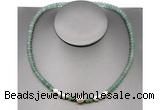 CFN202 4*6mm faceted rondelle green aventurine & potato white freshwater pearl necklace