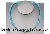 CFN203 4*6mm faceted rondelle turquoise & potato white freshwater pearl necklace