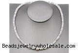 CFN204 4*6mm faceted rondelle white crazy lace agate & potato white freshwater pearl necklace