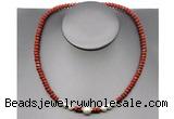 CFN212 4*6mm faceted rondelle red jasper & potato white freshwater pearl necklace