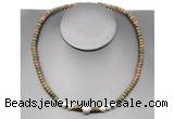 CFN215 4*6mm faceted rondelle unakite & potato white freshwater pearl necklace