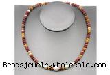 CFN217 4*6mm faceted rondelle mookaite & potato white freshwater pearl necklace