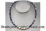 CFN221 4*6mm faceted rondelle sodalite & potato white freshwater pearl necklace