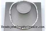 CFN227 4*6mm faceted rondelle white howlite & potato white freshwater pearl necklace