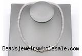 CFN229 4*6mm faceted rondelle rose quartz & potato white freshwater pearl necklace