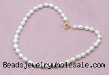 CFN302 16 - 24 inches 9mm - 10mm rice white freshwater pearl necklace