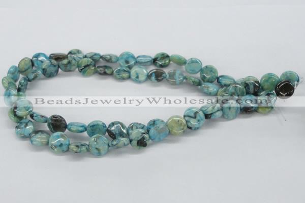 CFS107 15.5 inches 12mm flat round blue feldspar gemstone beads