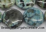 CFS108 15.5 inches 25mm flat round blue feldspar gemstone beads