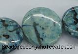 CFS109 15.5 inches 30mm flat round blue feldspar gemstone beads