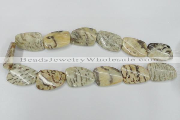 CFS206 22*30mm twisted rectangle natural feldspar gemstone beads