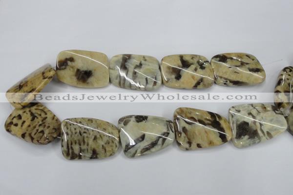 CFS207 30*40mm twisted rectangle natural feldspar gemstone beads