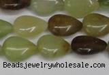 CFW123 15.5 inches 13*18mm flat teardrop flower jade gemstone beads