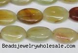 CFW127 15.5 inches 13*18mm flat oval flower jade gemstone beads