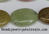 CFW131 15.5 inches 22*30mm flat oval flower jade gemstone beads