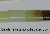 CFW142 15.5 inches 12*16mm flat tube flower jade gemstone beads