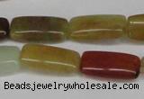 CFW154 15.5 inches 10*20mm rectangle flower jade gemstone beads