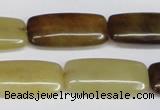 CFW155 15.5 inches 12*25mm rectangle flower jade gemstone beads