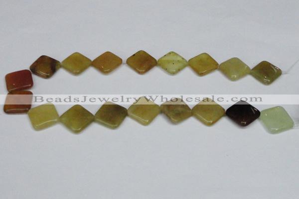 CFW158 15.5 inches 14*14mm diamond flower jade gemstone beads