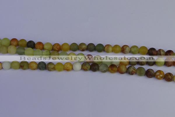 CFW202 15.5 inches 8mm round matte flower jade beads wholesale