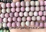 CFW38 15.5 inches 10mm round matte pink wooden jasper beads