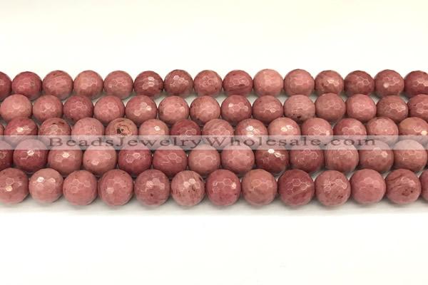 CFW66 15 inches 8mm faceted round pink wooden jasper beads