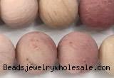 CFW73 15 inches 10mm round matte pink wooden jasper beads