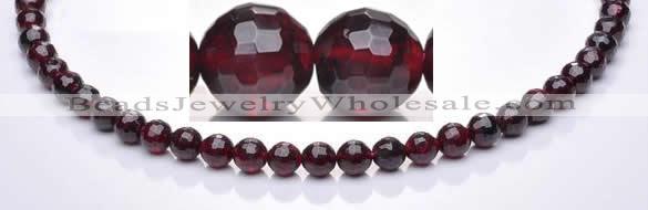 CGA08 multi sizes faceted round natural garnet gemstone beads Wh