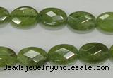 CGA101 15.5 inches 10*14mm faceted oval natural green garnet beads