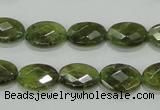 CGA107 15.5 inches 10*14mm faceted oval natural green garnet beads